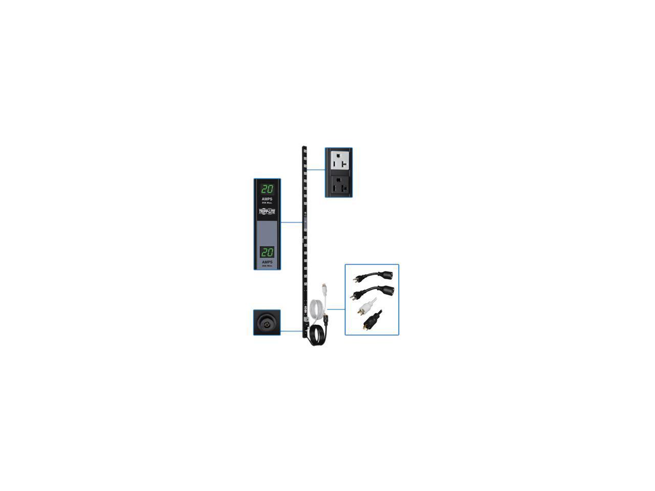 Tripp Lite Metered PDU, 20A Dual Circuit, 32 Outlets (5-15/20R), 120 V, L5-20P/5-20P, 10 ft. Cord, 0U Vertical Rack-Mount Power (PDUMV40)