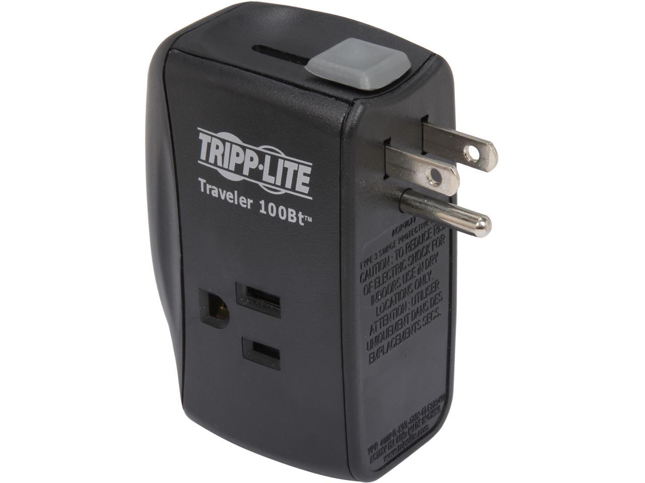 TRIPP LITE TRAVELER100BT 6 ft phone cable 2 Outlets 1050 joule Direct Plug-in Surge Suppressor