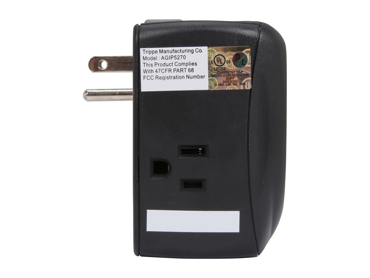 TRIPP LITE TRAVELER100BT 6 ft phone cable 2 Outlets 1050 joule Direct Plug-in Surge Suppressor