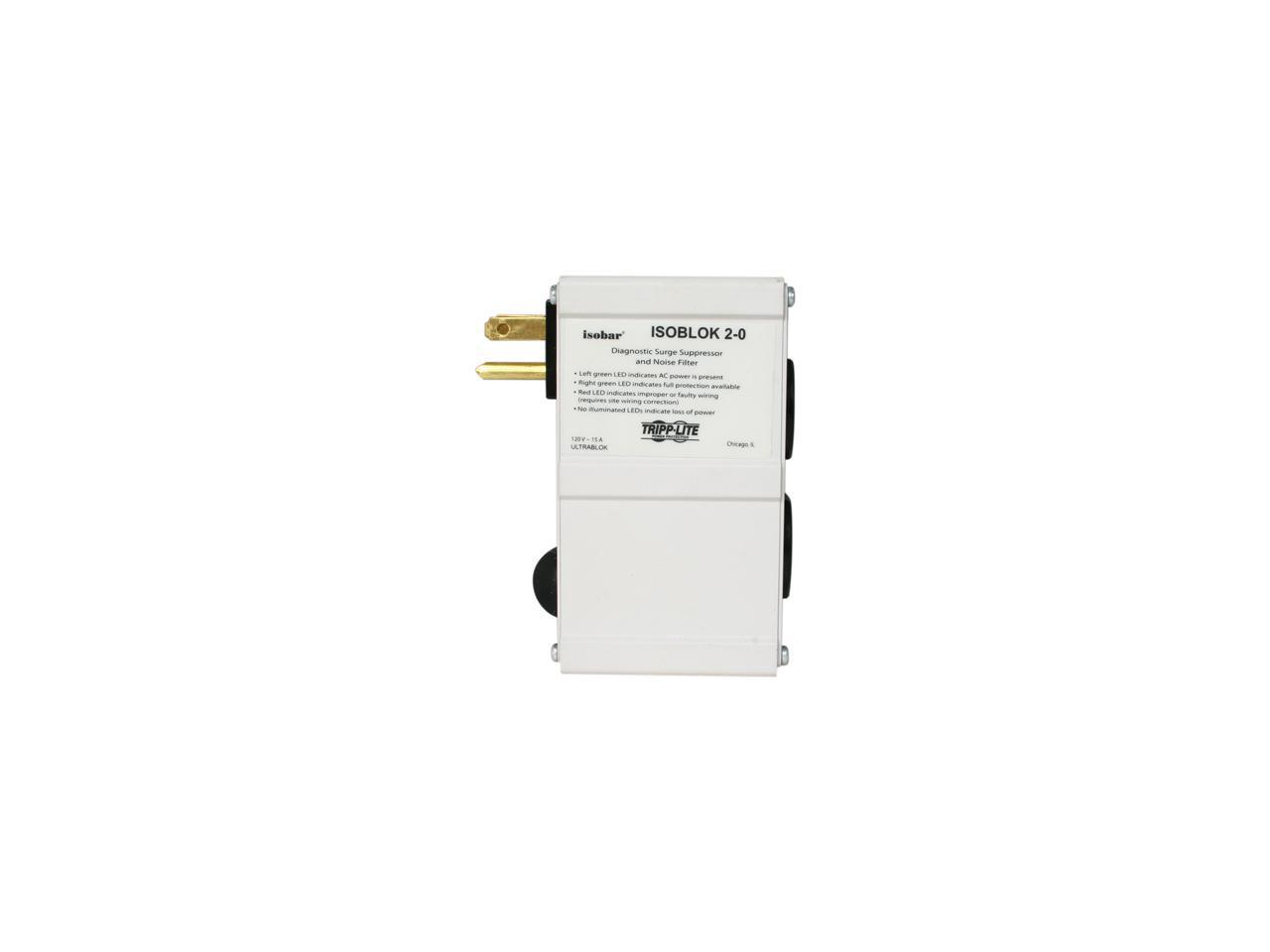 TRIPP LITE ISOBLOK2-0 Direct Plug-in 2 Outlets 1410 Joules Isobar Surge Suppressor