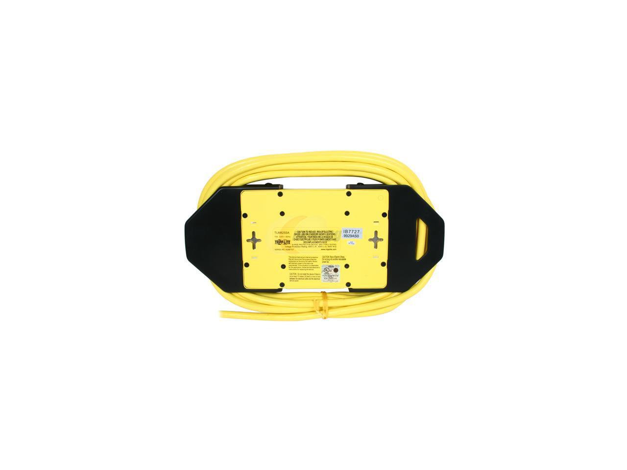 Tripp Lite TLM825SA 8 Outlets 3900 Joules 25' Cord Safety Surge Suppressor with Metal Housing OSHA yellow