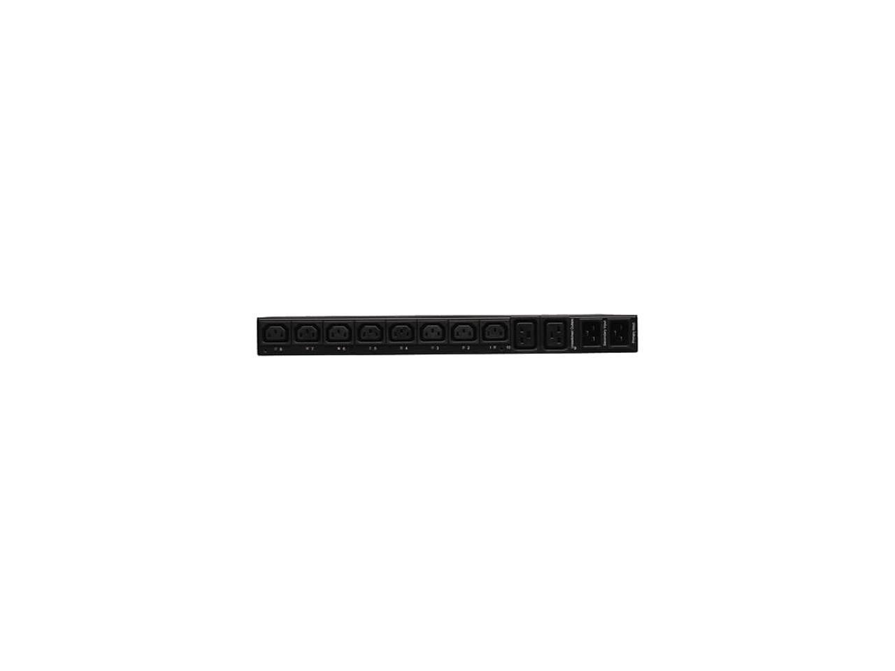 Tripp Lite 3.2 - 3.8 kWatts Single-Phase ATS / Switched PDU, LX Platform Interface, 200 - 240V Outlets (8 x C13 & 2 x C19), 2 x C20, 12.0 Feet Cord, 1U Rack-Mount, TAA (PDUMH20HVATNET)
