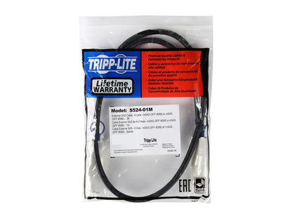 Tripp Lite Model S524-01M 3.28 ft. External 4 Lane Mini-SAS (SFF-8088) to Mini-SAS (SFF-8088) SAS Cable