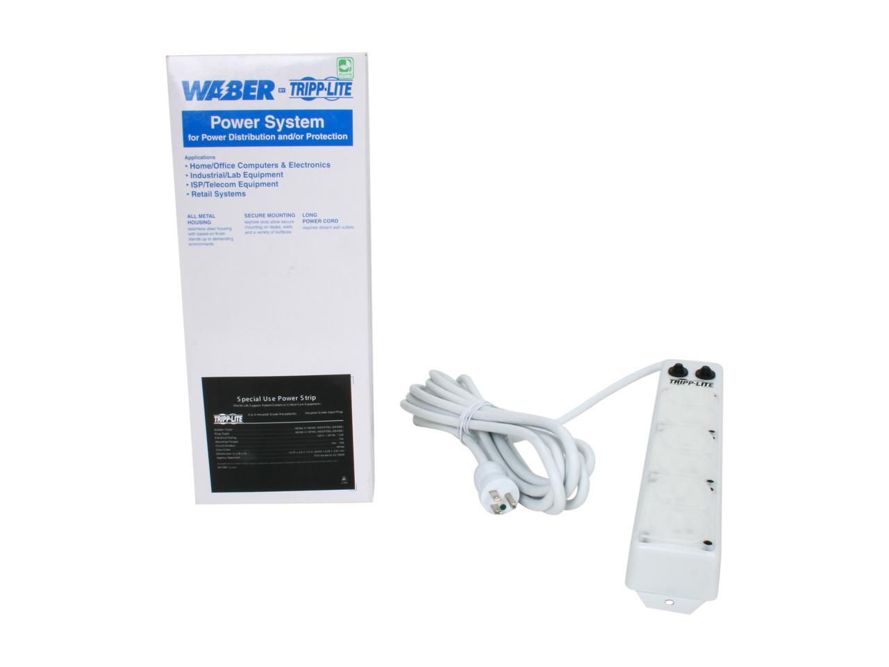 Tripp Lite Medical-Grade Power Strip; 6 15A Hospital-Grade Outlets, Safety Covers, 15 ft. Cord, For Patient-Care Vicinity – UL 1363A (PS-615-HG-OEM)