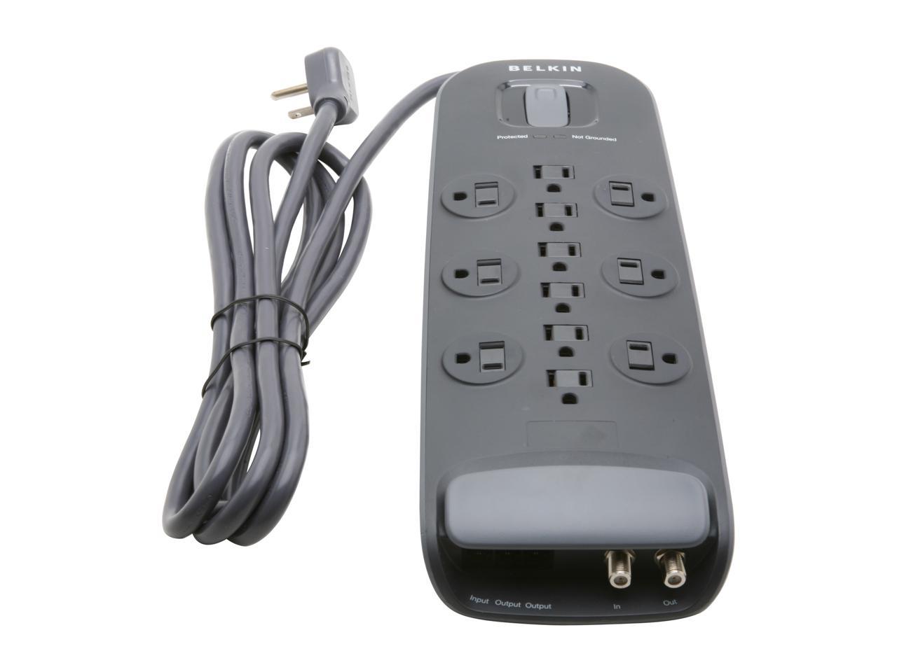 BELKIN BV112230-08-BLK 8 ft. 12 Outlets 3996J Surge Protector with Power Cord with Cable/Satellite Protection