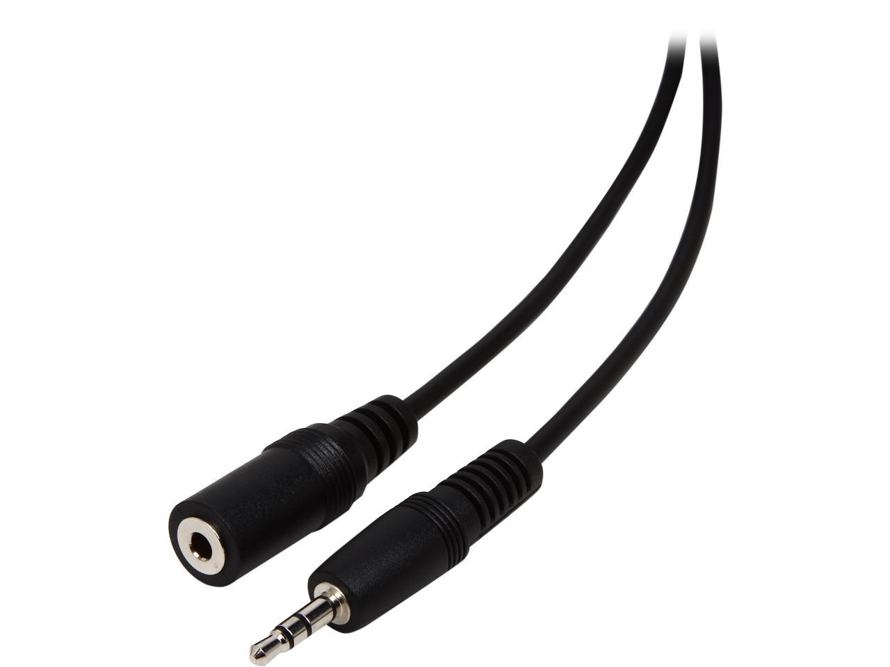 C2G 13787 3.5mm M/F Shielded Stereo Audio Extension Cable, Black (6 Feet, 1.82 Meters)