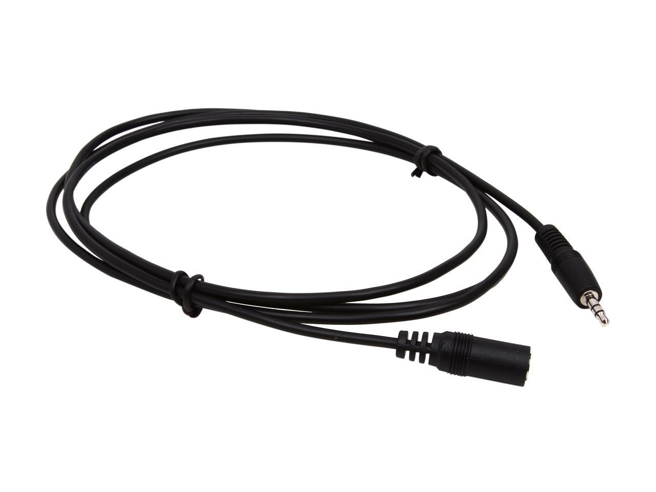 C2G 13787 3.5mm M/F Shielded Stereo Audio Extension Cable, Black (6 Feet, 1.82 Meters)