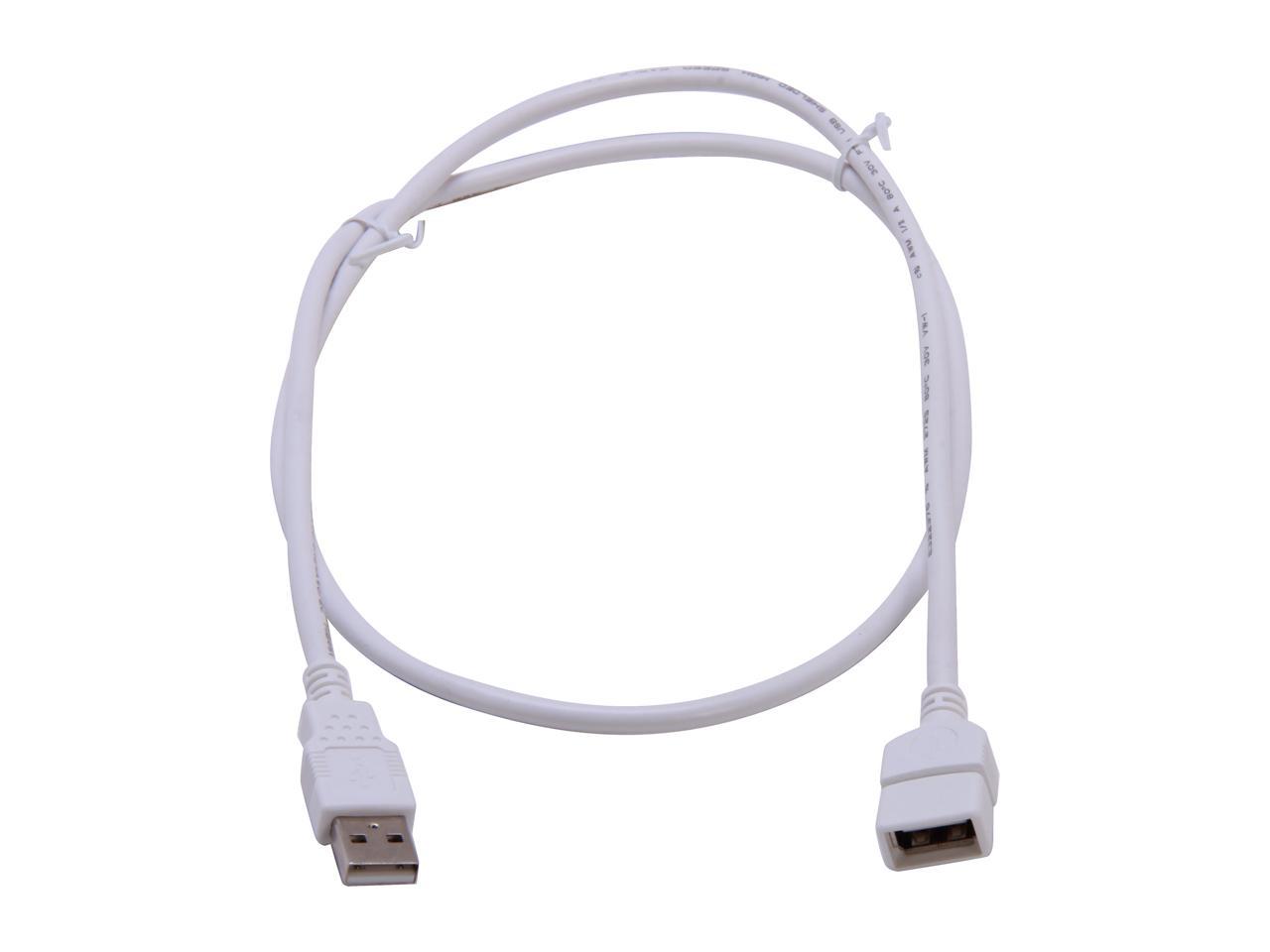 C2G 19003 USB Extension Cable - USB 2.0 A Male to A Female Extension Cable, White (3.3 Feet, 1 Meter)