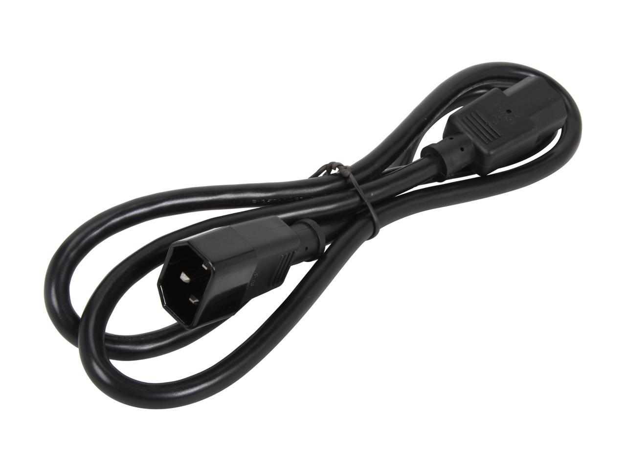 C2G 29917 16 AWG 250 Volt Computer Power Extension Cord - IEC320C14 (C14) to IEC320C13 (C13), TAA Compliant, Black (4 Feet, 1.21 Meters)