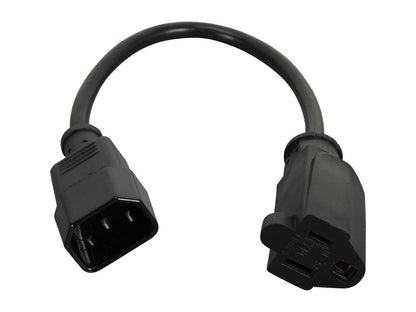 C2G 03147 18 AWG Monitor Power Adapter Cord - C14 to NEMA 5-15R, TAA Compliant, Black (1 Foot, 0.30 Meters)