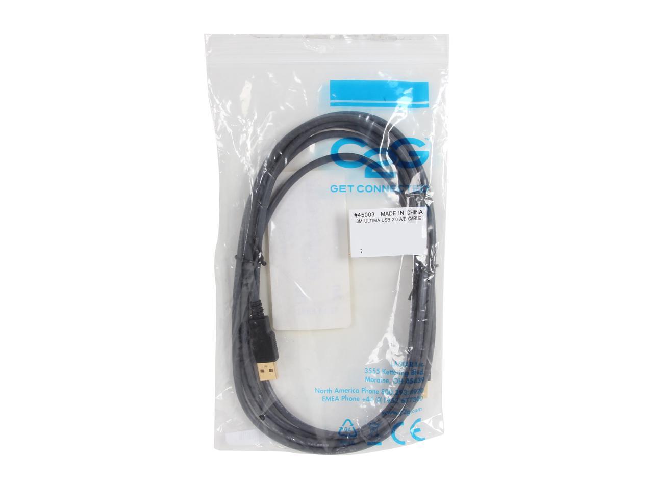 C2G 45003 USB Cable - Ultima USB 2.0 A Male to B Male Cable for Printers, Scanners, Brother, Canon, Dell, Epson, HP and more, Black (9.8 Feet, 3 Meters)