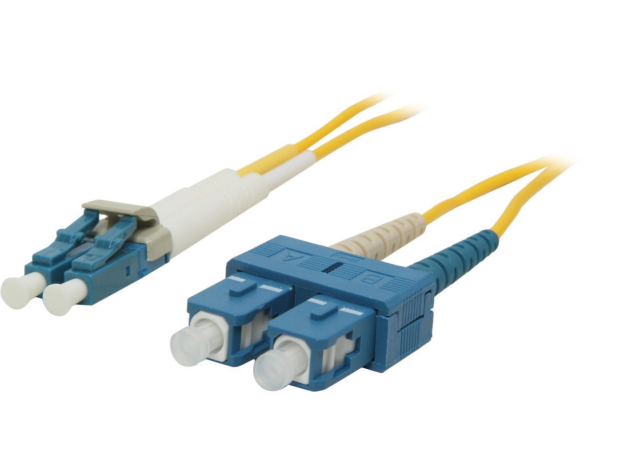 C2G 26260 OS2 Fiber Optic Cable - LC-SC 9/125 Duplex Single-Mode PVC Fiber Cable, Yellow (6.6 Feet, 2 Meters)