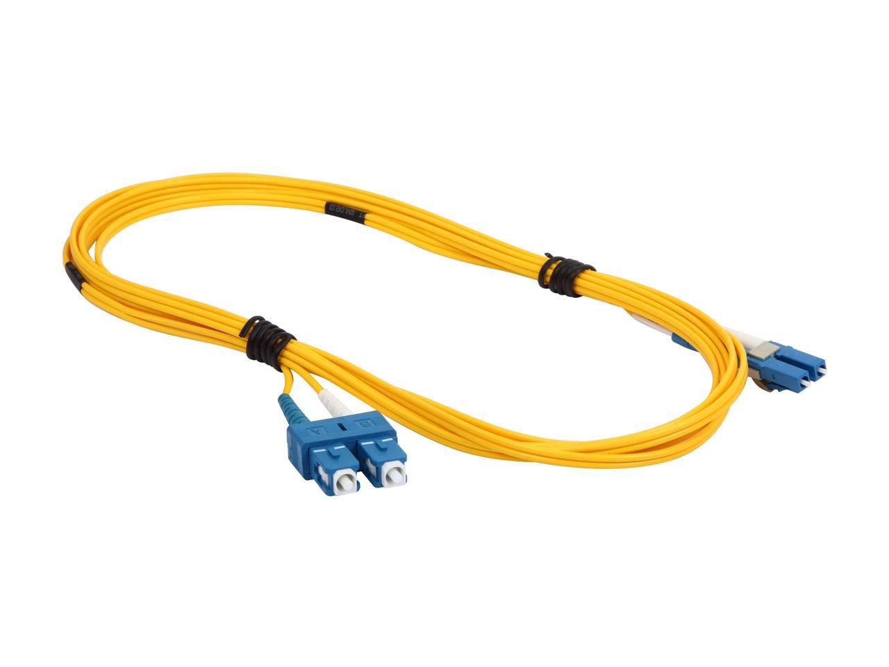C2G 29920 OS2 Fiber Optic Cable - LC-SC 9/125 Duplex Multimode PVC Fiber Cable, Yellow (9.8 Feet, 3 Meters)