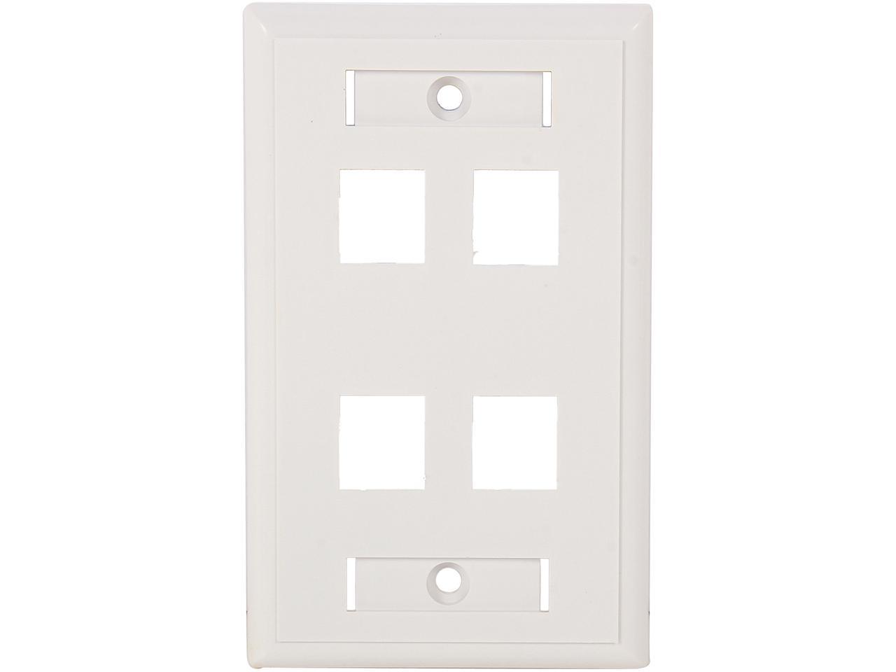 C2G 03413 Four Port Keystone Single Gang Wall Plate, White