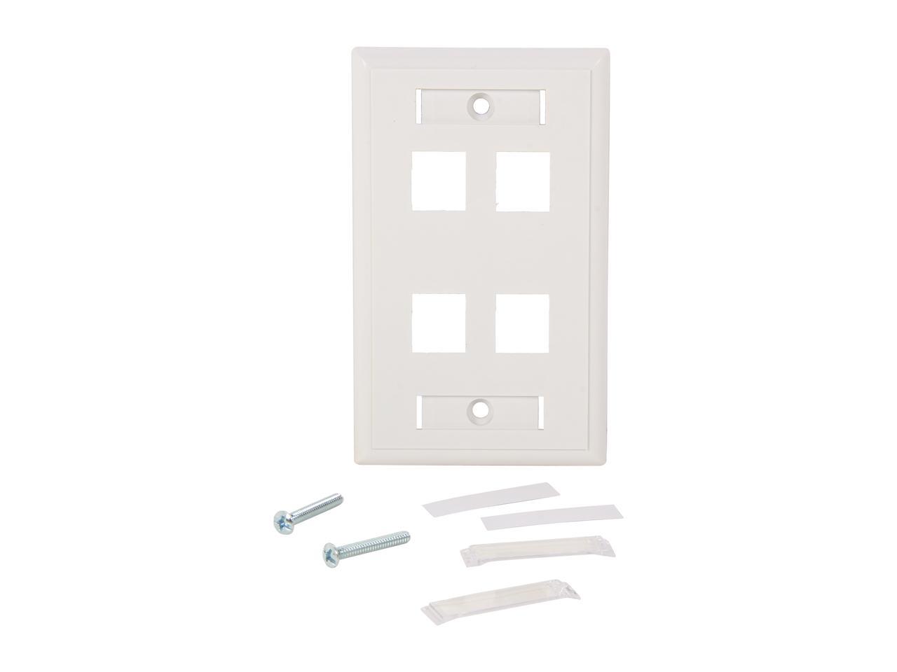 C2G 03413 Four Port Keystone Single Gang Wall Plate, White