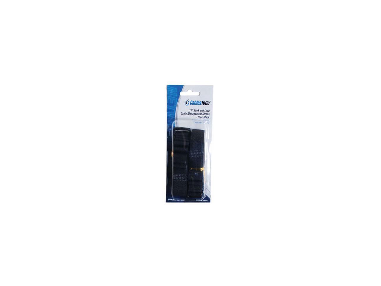 C2G/Cables To Go 29854 Hook-and-Loop Cable Management Wraps, 12 Pack (11 Inch)