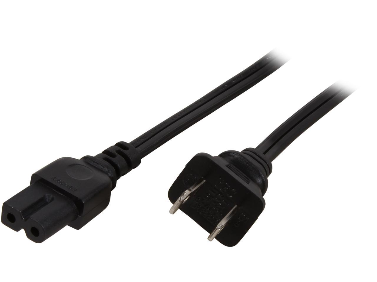 C2G 27399 18 AWG 2-Slot Polarized Power Cord - NEMA 1-15P to IEC320C7 (C7) TAA Compliant, Black (6 Feet, 1.82 Meters)