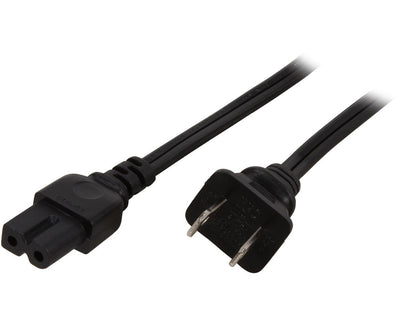 C2G 27399 18 AWG 2-Slot Polarized Power Cord - NEMA 1-15P to IEC320C7 (C7) TAA Compliant, Black (6 Feet, 1.82 Meters)