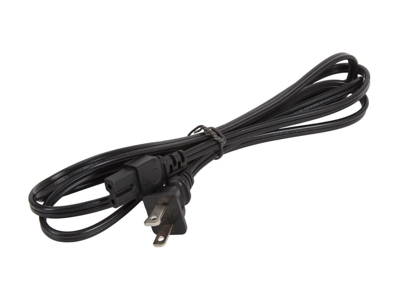 C2G 27399 18 AWG 2-Slot Polarized Power Cord - NEMA 1-15P to IEC320C7 (C7) TAA Compliant, Black (6 Feet, 1.82 Meters)