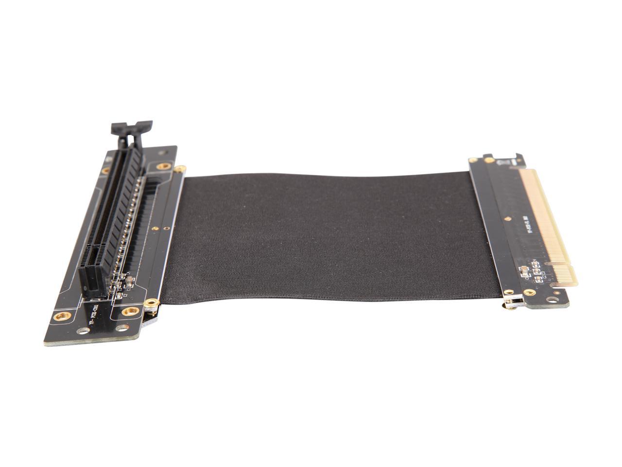 Athena Power 100mm/3.94" CABLE-PCIE16A1-R10V2 90-Degree Right Angle Flexible GPU Server / Gaming PCI-E x16 to x16 3.0 Extender Riser Cable Female to Male