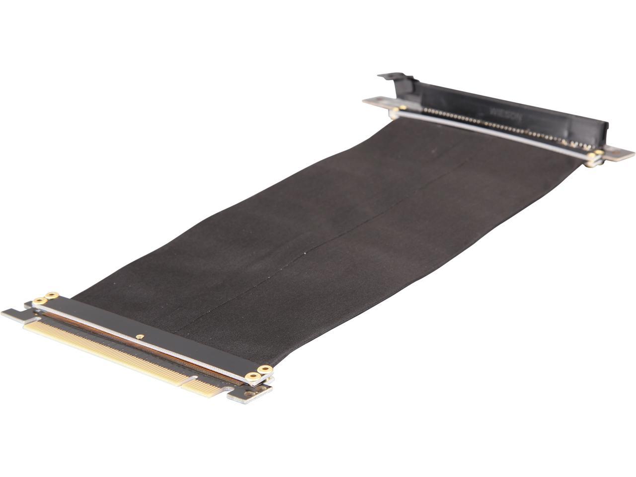 Athena Power 200mm/7.87" CABLE-PCIE16A1-L20V2 90-Degree Left Angle Flexible GPU Server / Gaming PCI-E x16 to x16 3.0 Extender Riser Cable Female to Male