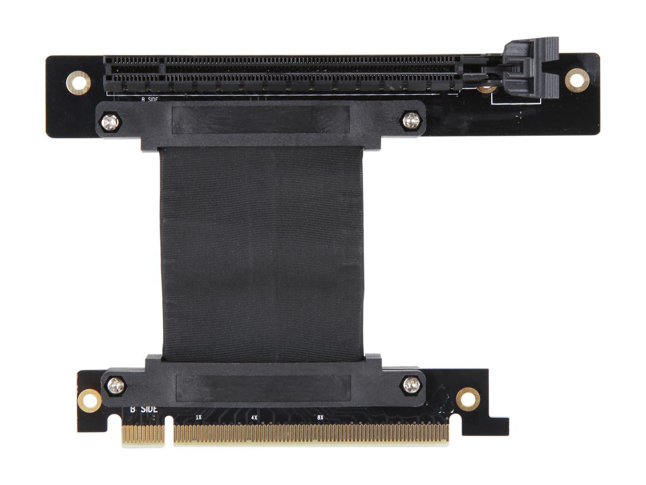 Athena Power CABLE-PCIE16A1-R5V2 Focus 1U/2U Chassis, 50mm Straight PCI-E x16, PCIe 3.0 High Quality Flexible EMI Shielded Ribbon 90-Degree Right Angle Riser Cable, Wide Range Verticle Mounting GPU Support - OEM