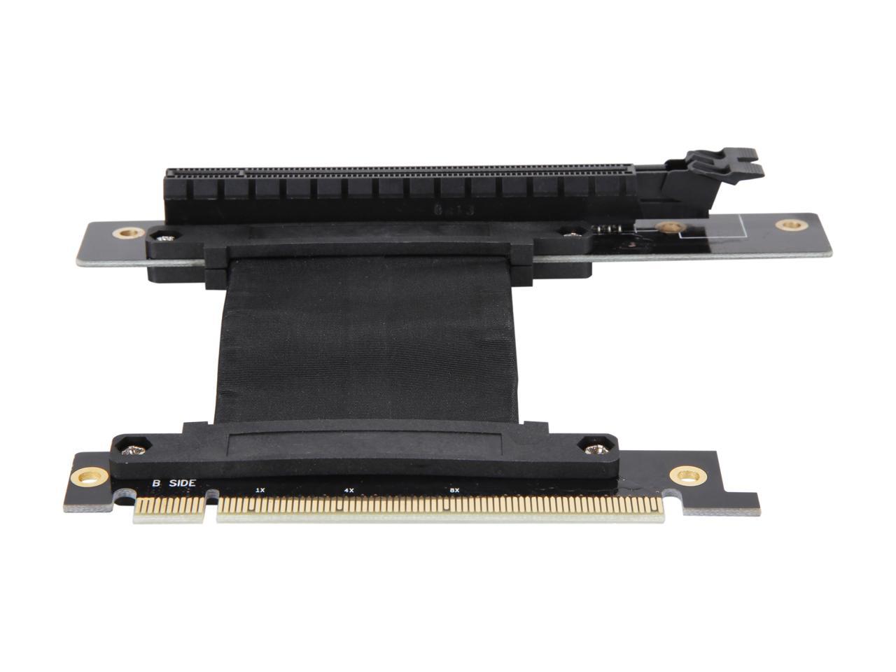 Athena Power CABLE-PCIE16A1-R5V2 Focus 1U/2U Chassis, 50mm Straight PCI-E x16, PCIe 3.0 High Quality Flexible EMI Shielded Ribbon 90-Degree Right Angle Riser Cable, Wide Range Verticle Mounting GPU Support - OEM