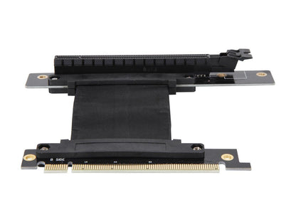 Athena Power CABLE-PCIE16A1-R5V2 Focus 1U/2U Chassis, 50mm Straight PCI-E x16, PCIe 3.0 High Quality Flexible EMI Shielded Ribbon 90-Degree Right Angle Riser Cable, Wide Range Verticle Mounting GPU Support - OEM