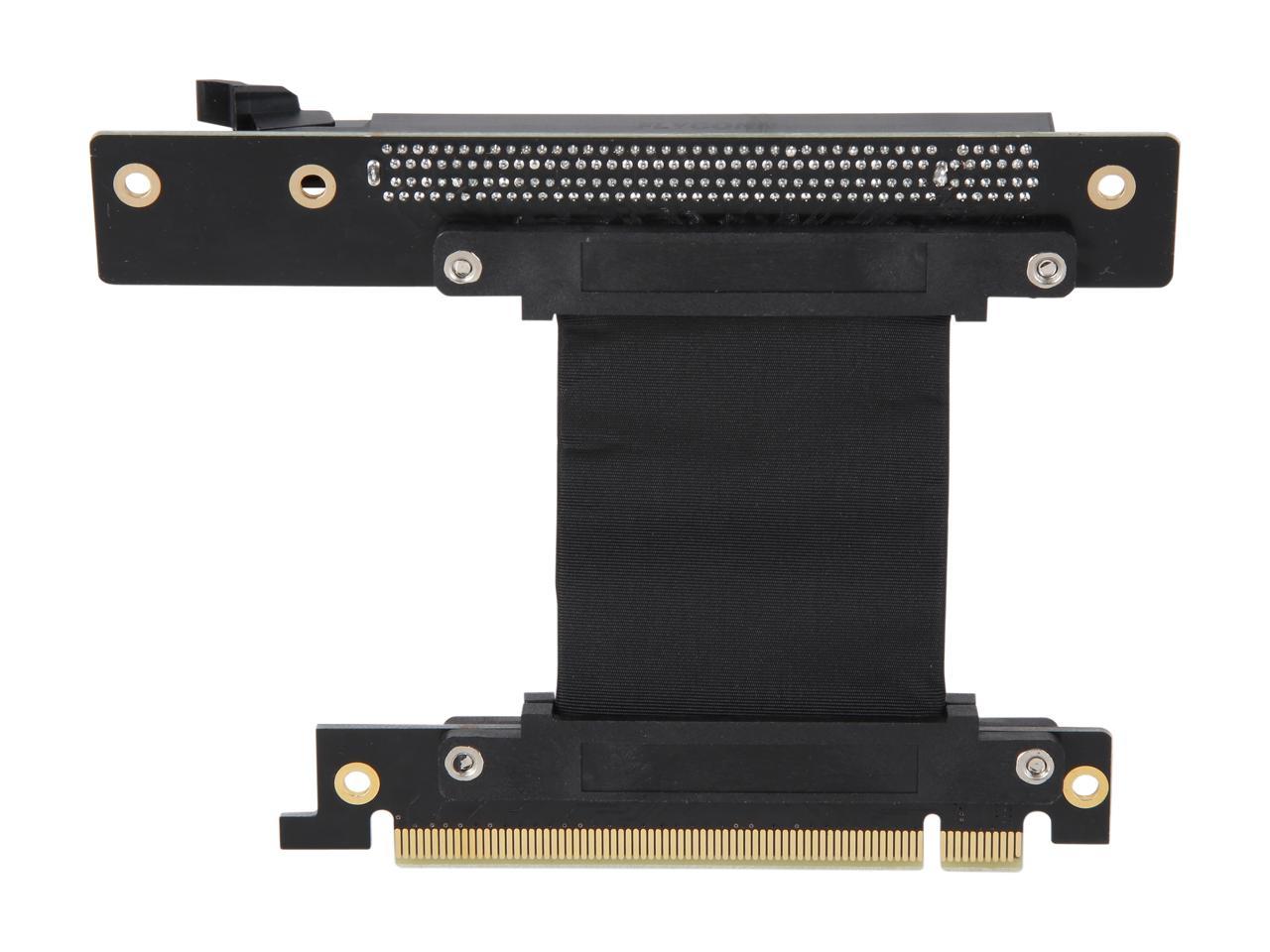 Athena Power CABLE-PCIE16A1-R5V2 Focus 1U/2U Chassis, 50mm Straight PCI-E x16, PCIe 3.0 High Quality Flexible EMI Shielded Ribbon 90-Degree Right Angle Riser Cable, Wide Range Verticle Mounting GPU Support - OEM