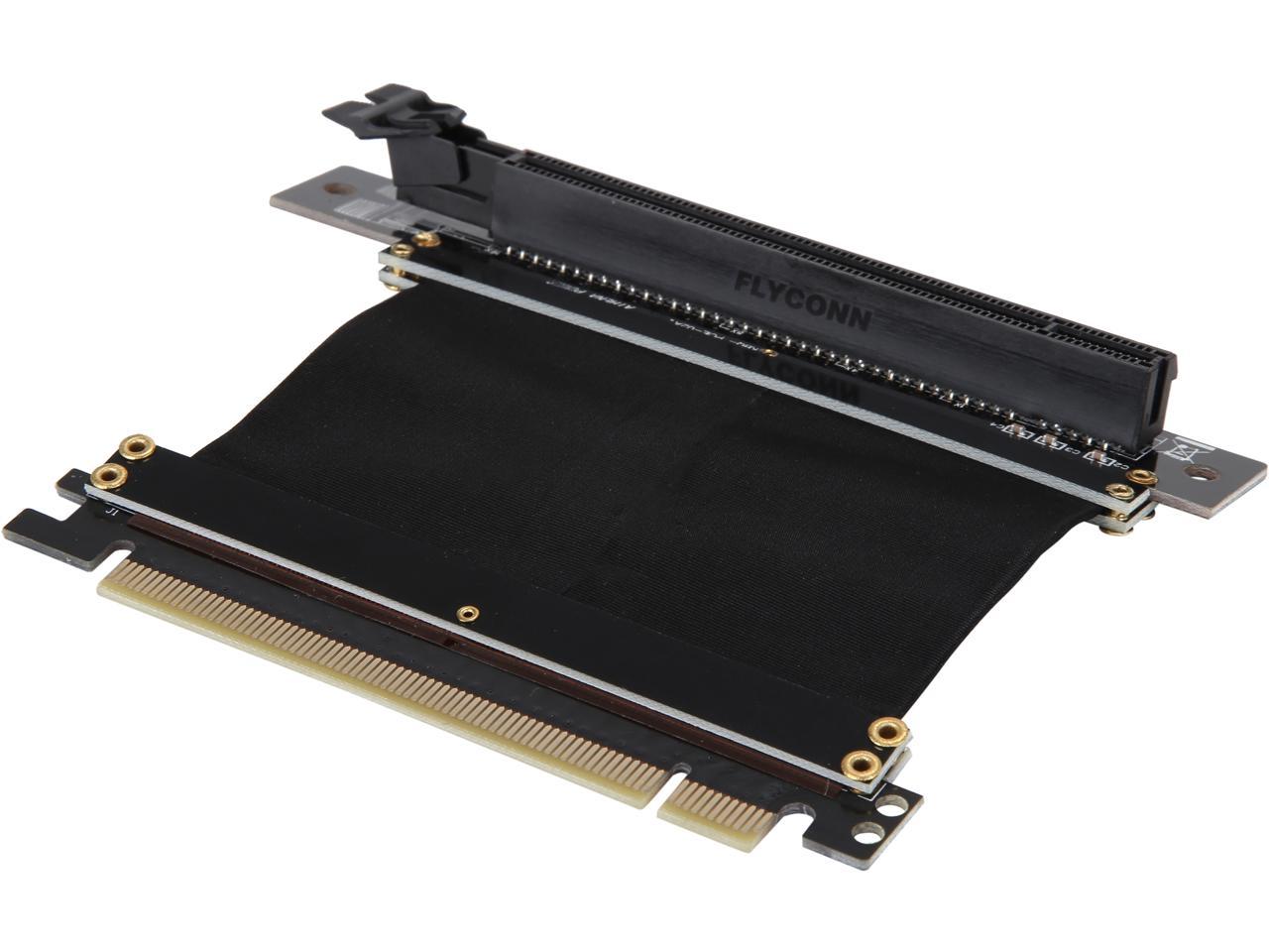Athena Power CABLE-PCIE16A1-L5V2 Focus 1U/2U Chassis, 50mm Straight PCI-E x16 PCIe 3.0 High Quality Flexible EMI Shielded Ribbon 90-Degree Left Angle Riser Cable, Wide Range Verticle Mounting GPU Support - OEM