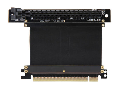 Athena Power CABLE-PCIE16A1-L5V2 Focus 1U/2U Chassis, 50mm Straight PCI-E x16 PCIe 3.0 High Quality Flexible EMI Shielded Ribbon 90-Degree Left Angle Riser Cable, Wide Range Verticle Mounting GPU Support - OEM
