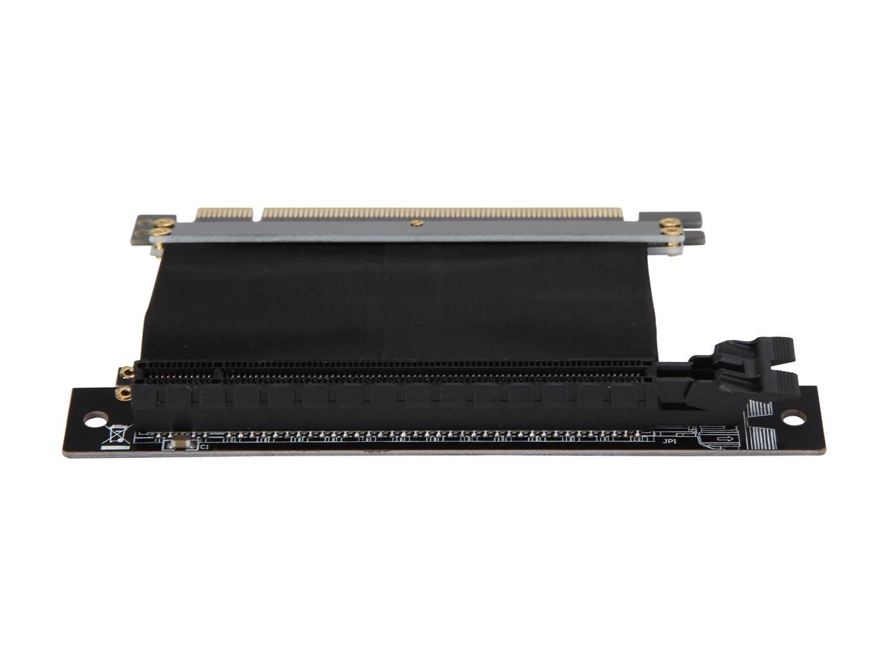 Athena Power CABLE-PCIE16A1-L5V2 Focus 1U/2U Chassis, 50mm Straight PCI-E x16 PCIe 3.0 High Quality Flexible EMI Shielded Ribbon 90-Degree Left Angle Riser Cable, Wide Range Verticle Mounting GPU Support - OEM