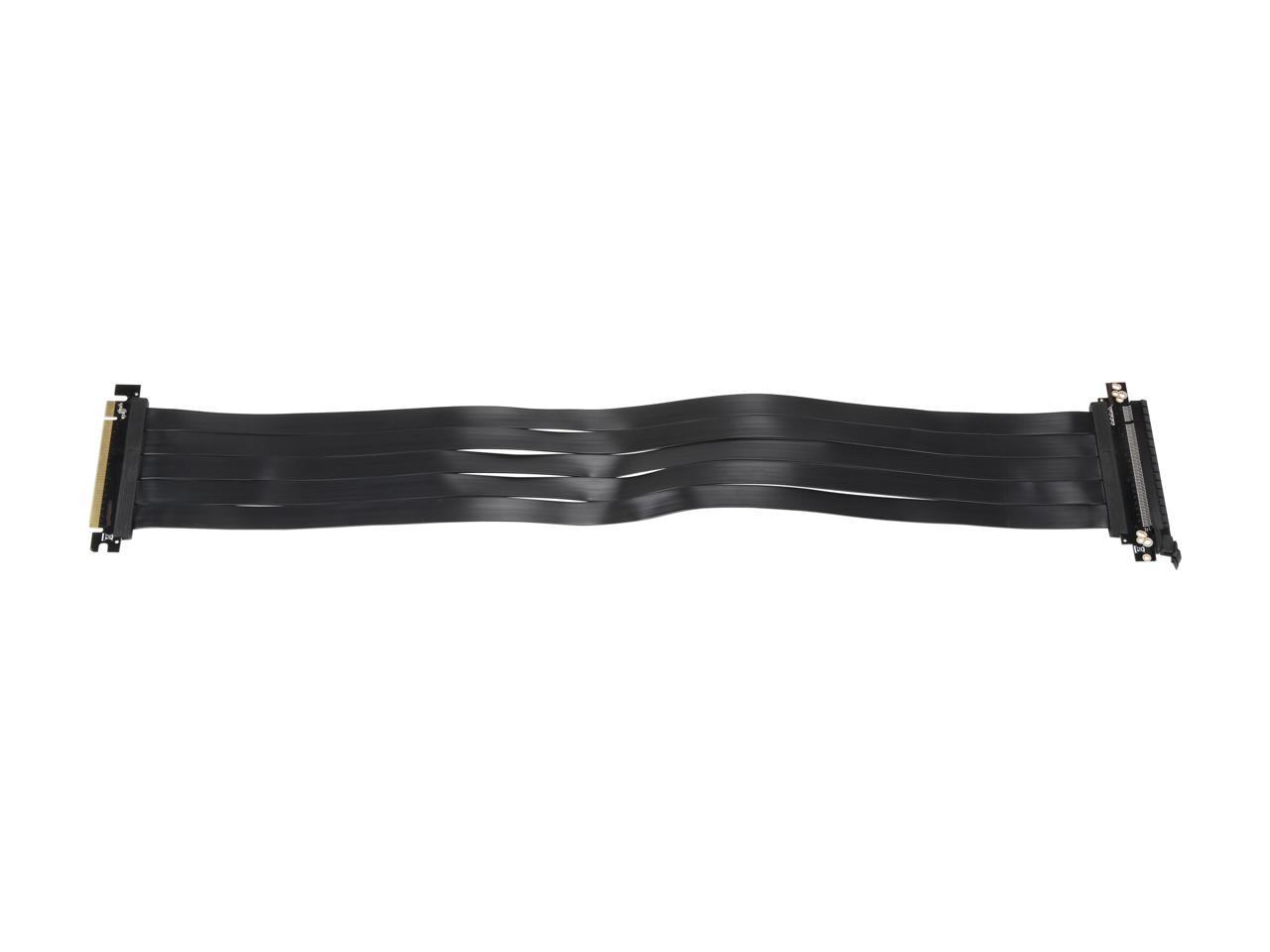 Athena Power CABLE-PCIE16A1-60V2 600mm PCI-E x16, PCIe 3.0 (Support 4.0 / 64GB) High Quality Flexible EMI Shielded Ribbon Riser Cable, Wide Range Verticle Mounting GPU Support Straight - OEM