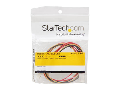 StarTech.com TX3SPLIT12 1 ft. TX3 Fan Power Splitter Cable Female to Male