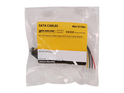 StarTech.com SATAPOWADAPR 6 in. 4 Pin Molex to Right Angle SATA Power Cable Adapter