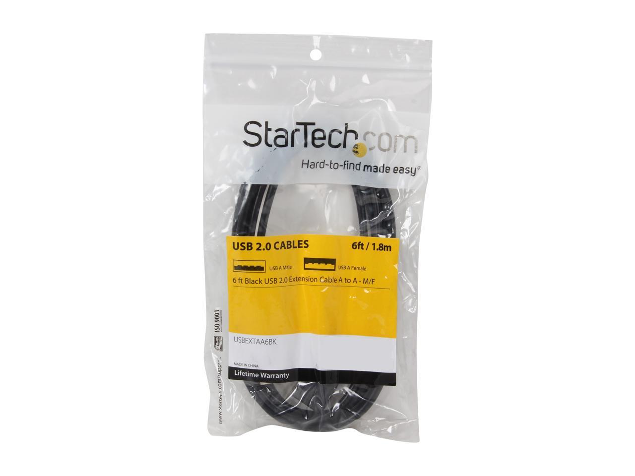 StarTech.com USBEXTAA6BK 6 ft Black USB 2.0 Extension Cable A to A - M/F - 6ft USB 2.0 Extension Cable - 6ft USB male female Cable
