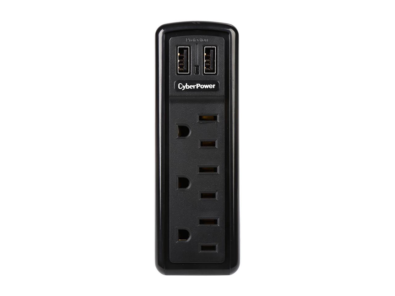 CyberPower 3 Outlets 2 USB Charging Ports Travel Surge Protector (TRVL918)