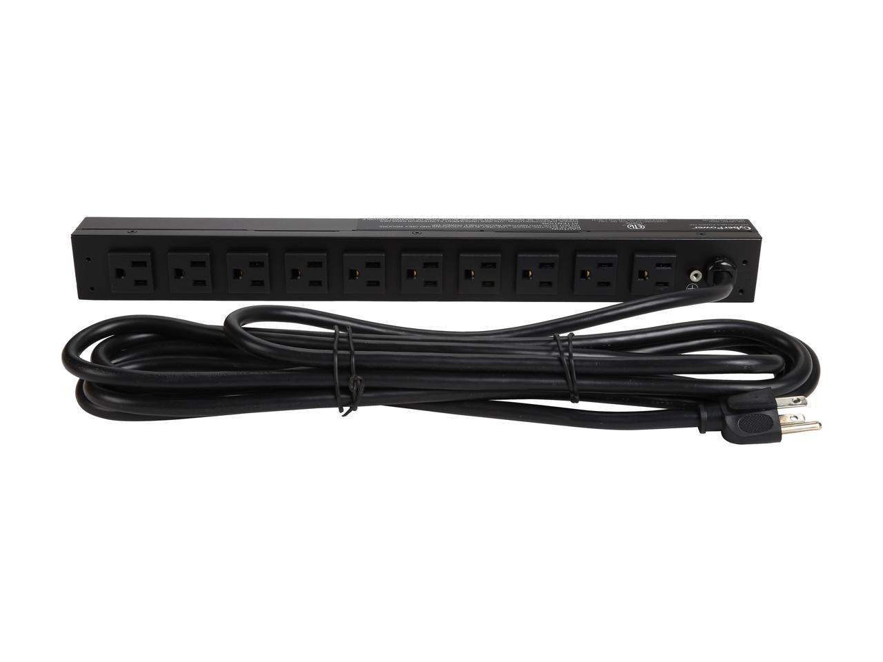 CyberPower PDU15B10R Basic 1U 120V 15A 15 ft. 10-Outlets PDU