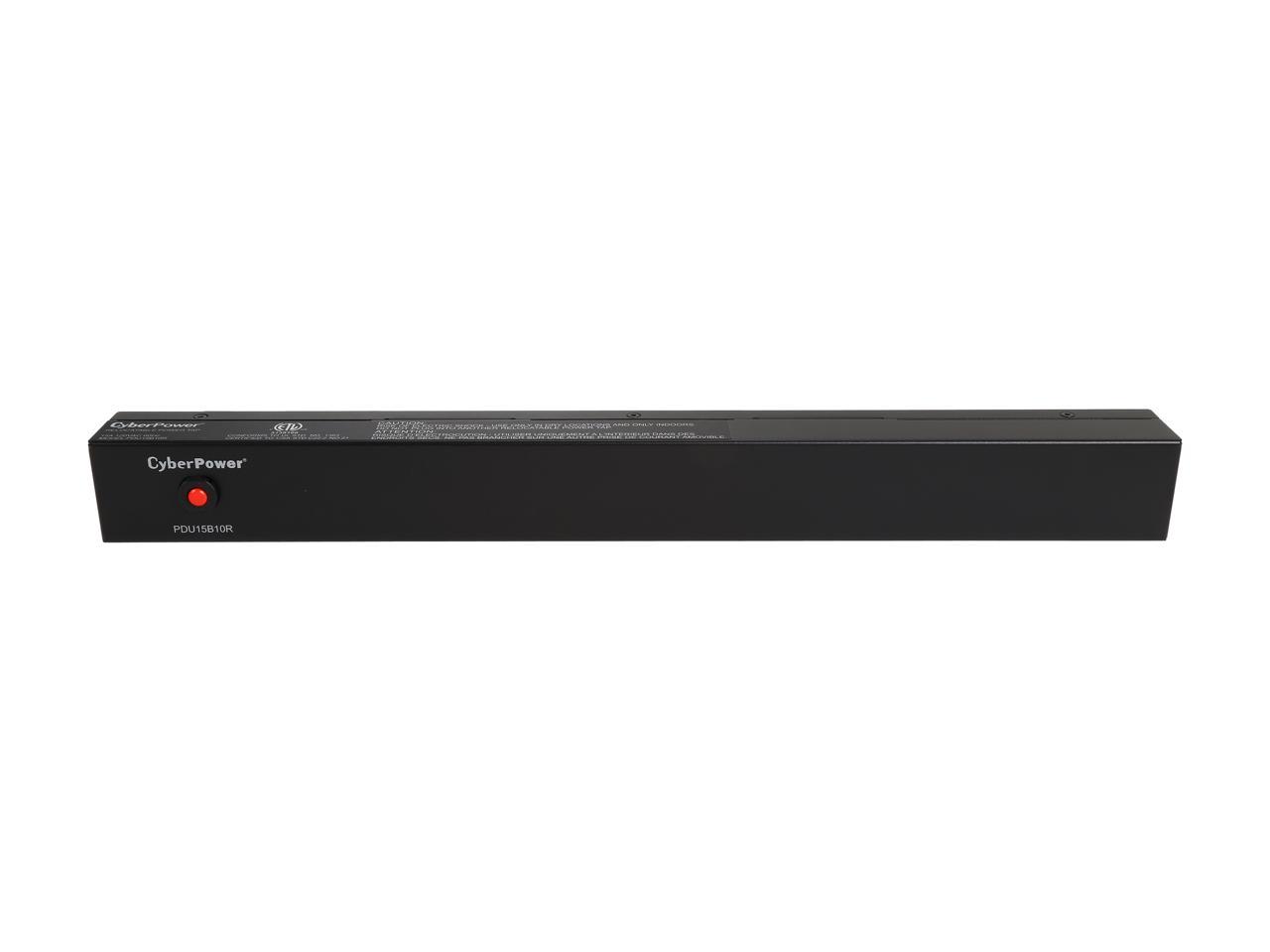 CyberPower PDU15B10R Basic 1U 120V 15A 15 ft. 10-Outlets PDU