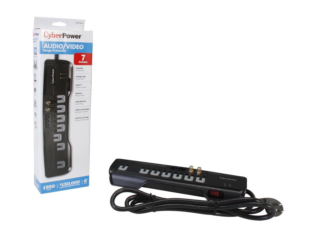 CyberPower CSHT706TC 6 Feet, 7 Outlets. 1950 Joules Surge Suppressor