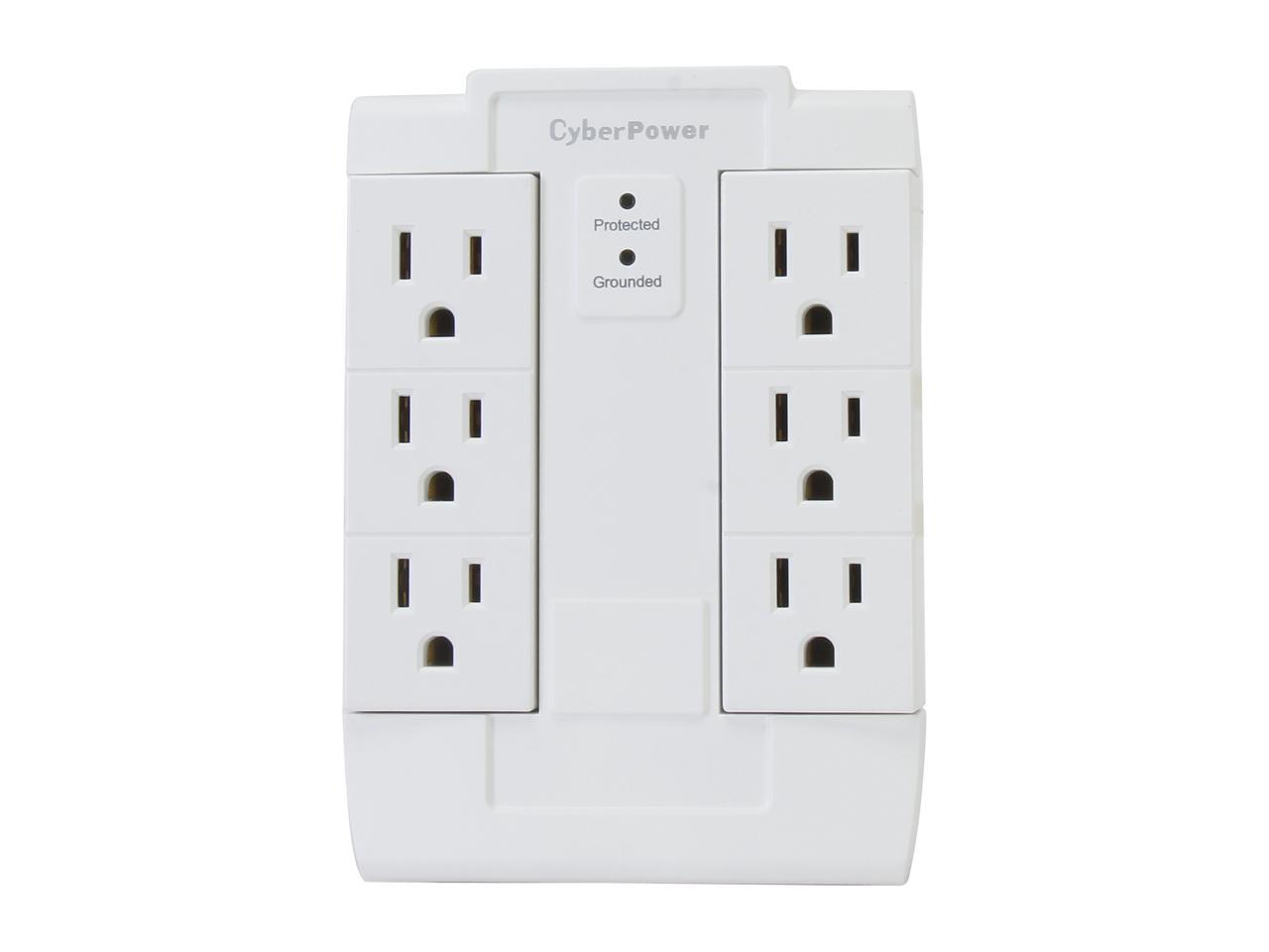 CyberPower CSB600WS Wall Mount 6 Outlets 900 joule Essential Surge Protection