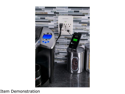 CyberPower CSP300WUR1 Surge Protector 3-AC Outlet with 2 USB Charging Ports