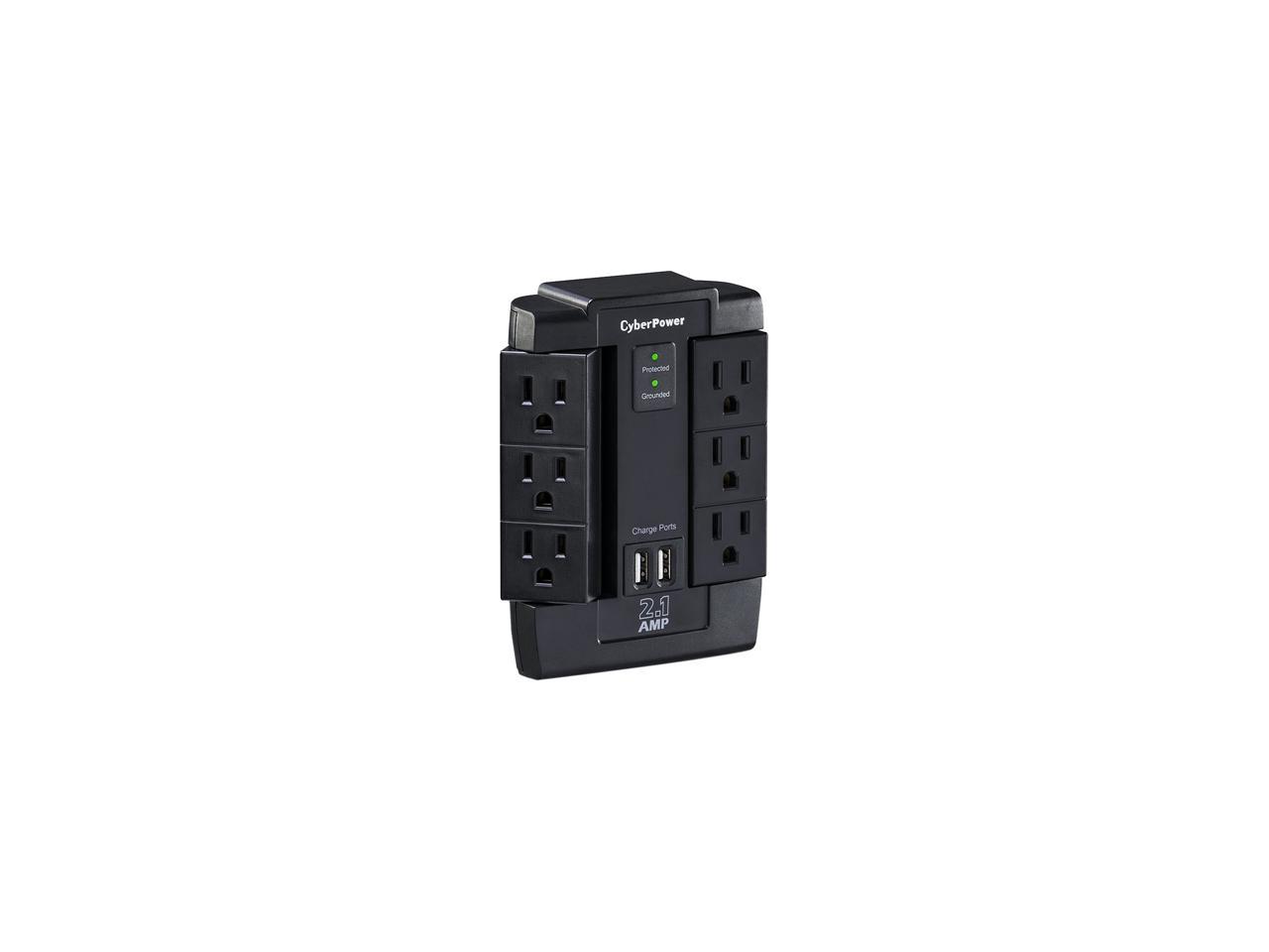 CyberPower CSP600WSU Surge Protector 6-AC Outlet Swivel with 2 USB Charging Ports