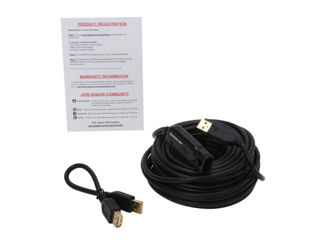 IOGEAR GUE2118 39 ft. Black Booster Extension Cable