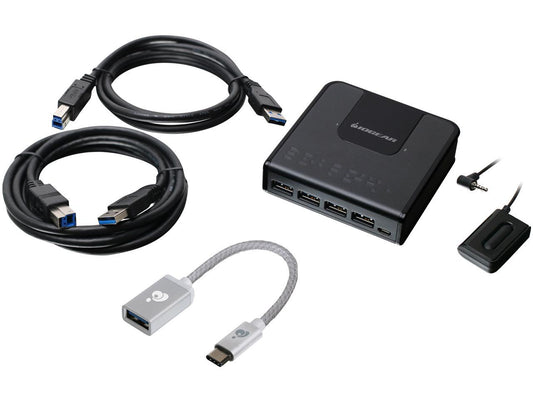 IOGEAR GUS432CA1KIT 2x4 USB 3.0 Peripheral Sharing Switch with USB-C Adapter