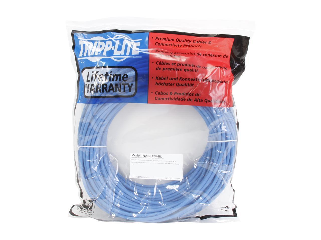 TRIPP LITE N202-150-BL 150 ft. Cat 6 Blue Gigabit Solid Conductor Snagless Patch Cable