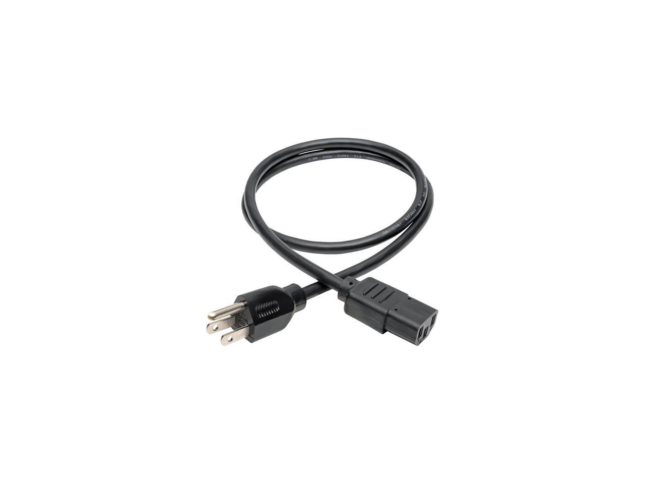Tripp Lite Universal Computer Power Cord, 10A, 18AWG (NEMA 5-15P to IEC-320-C13), 3-ft. (P006-003)