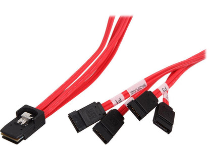 Tripp Lite Model S508-18N 18" Internal SAS Cable, 4-Lane mini-SAS (SFF-8087) to 4xSATA 7pin (SFF-8482)