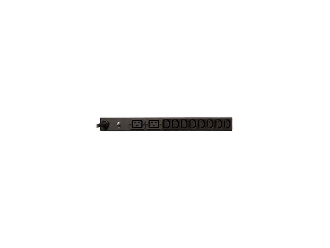 Tripp Lite Basic PDU, 20A, 14 Outlets (2 C19 & 12 C13), 208 / 240 V, L6-20P, 208 / 240 V Input, 15 ft. Cord, 1U Rack-Mount Power (PDUH20HVL6)