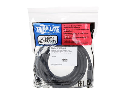 Tripp Lite DisplayPort Cable with Latches (M/M), DP, 4K x 2K, 15-ft. (P580-015)